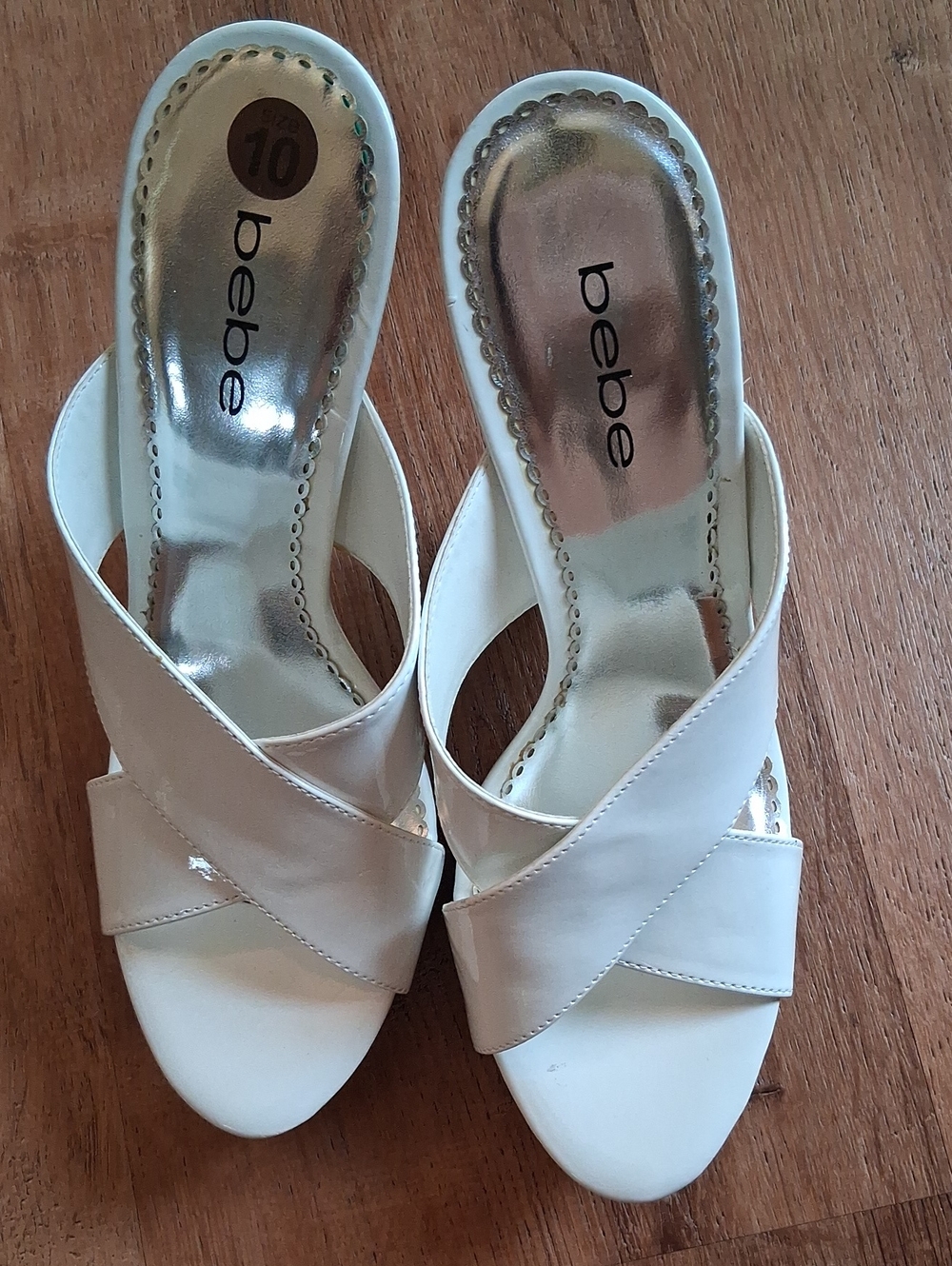 BeBe White Platform Wedge Slide Sandals - Picture 2 of 9